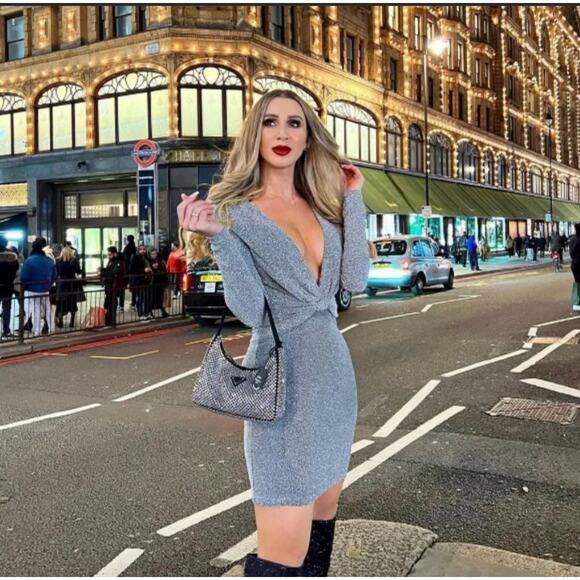 ZARA BLOGGER FAVORITE DRESS WITH METALLIC THREAD SILVER - Picture 3 of 13